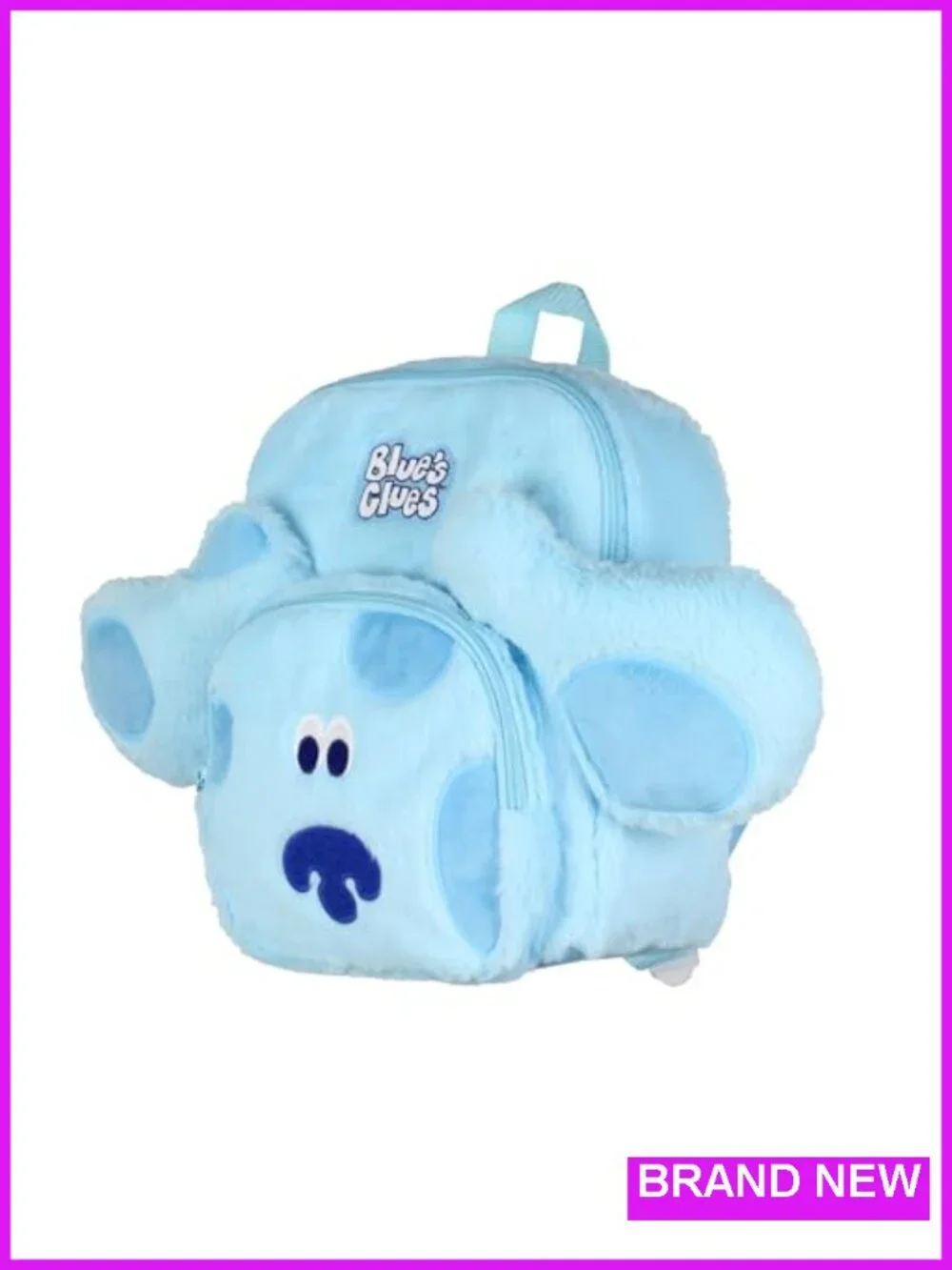 Blue's Clues Fuzzy Soft Character Cartoon Face Backpack for Daily Use